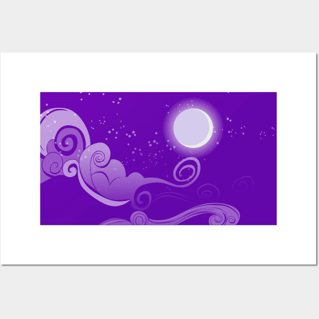 Moon Glow Night Sky Wall Art by CloudyGlow